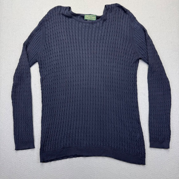J.McLaughlin Sweaters - J.McLaughlin Womens Navy‎ Blue 100% Silk Cable Knit Crew Neck Sweater Large L